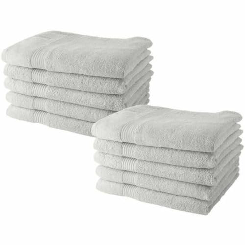 TODAY Lot de 10 Serviettes de Toilette 50x90 cm 100% Coton - Craie