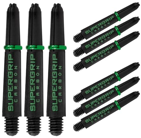 Harrows Dartpfeile 3 Sets Carbon ST Dartschäfte – insgesamt 9 Dartschäfte – erhältlich in 3 Größen – robuster Carbon-Verbundstoff – kurz grün