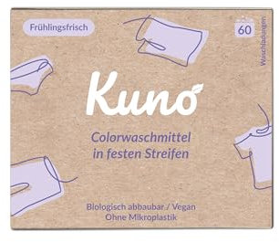 Kuno Colorwaschmittel Blätter Streifen - Nachhaltige Waschstreifen - Waschblätter - Einfache Aufbewahrung - 100% Vegan und optimal für Reisen und Urlaub - Eco (Colorwaschmittel, 60 Stück (1er Pack))