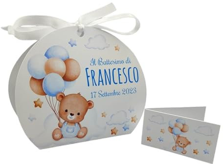 PV Grafik® 16PZ Scatola Portaconfetti Personalizzata, Scatole Bomboniere Maschio, Bimbo, Bimba, Bambina, Scatoline Bomboniera Nascita Battesimo Compleanno, Porta Confetti Per Confettate (Tunna14)
