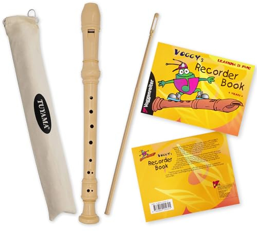 Starter-Bundle: Tuyama TFS-08D Sopranblockflöte - Deutsches Griffsystem + Voggy's Sopran-Blockflöte (Recorder book) Lehrbuch (Englischer Sprache) - Ideal für Einsteiger