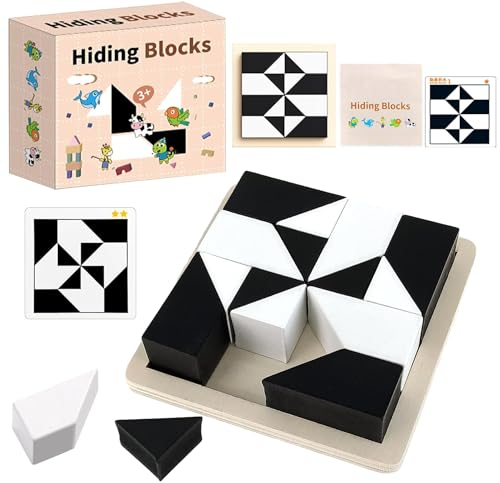 Wooden Hidden Block Puzzle,Wooden Magic Block Game,Montessori Lernspiele Holzblock-Puzzles für Kleinkinder,Parent-Child Interactive Tabletop Game,Geschenke für Jungen Mädchen