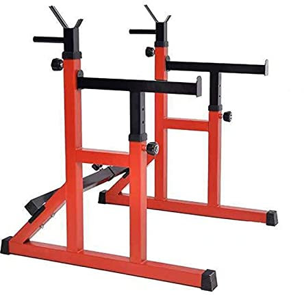Squat Rack Langhantelständer – multifunktionaler, verstellbarer Squat Rack, robuster Hantelständer, Krafttraining, Heim-Fitnessgeräte, multifunktionale Fitness (rot, 92 x 95 cm)