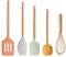 KitchenCraft Idilica Silicone Tool Set, Juego de utensilios de cocina de 5 piezas con mangos de madera de haya FSC, utensilios de cocina multicolor