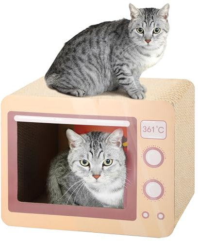 FluffyDream Oven Cat Scratcher Board - Durable Lounge Bed for Cats - Indoor Scratch Pad & Play House - Corrugated Toy for Cat Birthday - 17.3L*13.4W*9.1H