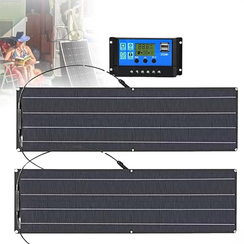 Beachtiful Panel Solar Flexible de 400 W, el Panel Solar más Flexible para una Fácil Instalación, para Senderismo, Yates Marinos, Vehículos Recreativos, Barcos, Cabinas, Tiendas de Campaña,Black