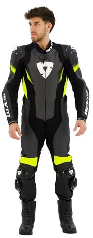 Revit Control 1-Teiler Motorrad Lederkombi, schwarz/gelb, 50