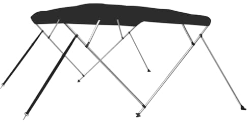 vidaXL Auvent Bimini à 4 arceaux Noir 243x244x137 cm, Toit Bimini pour Bateau, Housse de Bateau, auvent Bimini pour Bateau, Couverture de Bateau