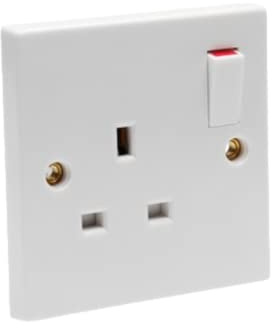 Single Switched Socket 1Gang 13Amps White Electrical Outlet - Compatible with Single 25/35/45mm Pattress Back Box Surface Mounted 1 Gang (10, Single Socket ONLY)