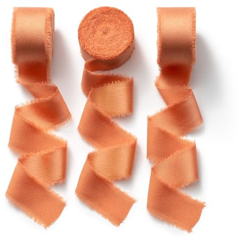 CHUQING Schleifenband Hochzeit Geschenkband Breit 25 mm X 6,4 m Satinband Terracotta Seidenband Dekoband für Geschenkverpackungen