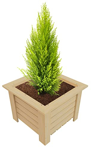 GoodFreshDecor Macetero Madera Jardinera Maceta Exterior Interior Jardín Terraza Balcón Cuadrado Decoración 40 x 40 x 30 cm