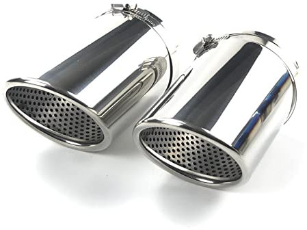 TRASH BIN Edelstahl-Autozubehör-Auspuff-Schalldämpfer-Endstück-Hals-Äußeres Für Audi A6 C6 4F 2005-2011 Q7 4L A4 B8 Auto Auspuff Endrohr(Silver 2pcs)