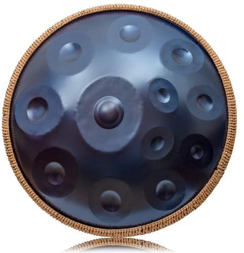 LOMUTY Handpan Drum 12 Töne 22 Zoll Stahltrommel in D-Moll Kurd 432 HZ Steel Tongue Drum mit weicher Tasche, Harmonic Percussion für Sound Healing, Meditation, Yoga, Blau
