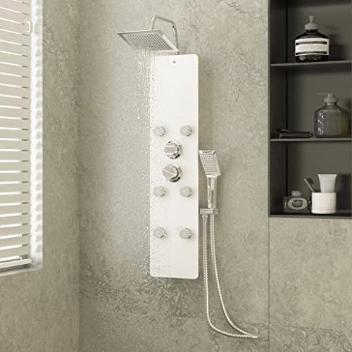 AJJHUUKI Hardware-Artikel Duschpaneel Glas 25x47,5x130 cm Weiß