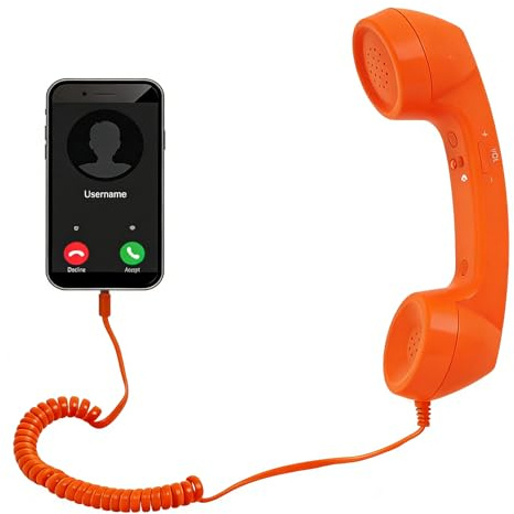 Plyisty Retro Phone Handset, USB C/3.5mm Radiation Proof for Smartphone | with 3.5mm to USB C Adapter, HD Mic, Volume Control, Retro Handset for Cell Phone