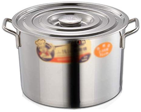 OLSKFUH Stock Pot, Commercial/Household 201 Stainless Steel Soup Pot, Cooking Pot with Lid, for Gas Stove/Induction Cooker,30L,30L