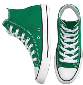 Divadames Womens High Top Lace Up Flat Canvas Pumps Ladies Casual Plain Shoes Size (Green, UK Footwear Size System, Adult, Women, Numeric, Medium, 5)
