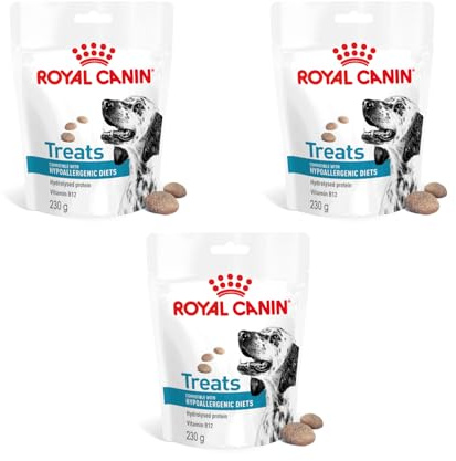 Royal Canin Veterinary Hypoallergenic Treats | 3er Pack | 3 x 230 g | Snacks für Erwachsene Hunde Aller Größen & Rassen | Im wiederverschließbaren Beutel | Hydrolysierte Proteine