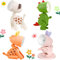 YOUYIKE Cartoon Mini Nachtlicht, 4 Stück Cute Led Lampen, Mini Animals Lampen, Faltbare Kleine Tischlampe mit Batterie, Tragbar Verstellbares Nachtlicht