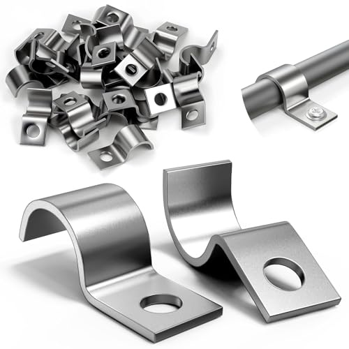 Sturiz 15 Stück Kabelschellen Metall zum Schrauben U Rohrschellen 25mm Rohrbefestigung Befestigungsschelle Klemmschellen Rohrhalterung Schlauchbefestigung Rohrclips Metallklemme Edelstahl Schelle