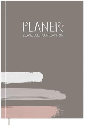 Terminkalender A5 - Planer 2026, Wochenplaner und Notizbuch für mehr Achtsamkeit, Taschenkalender & Terminplaner, Softcover, Grau-Beige