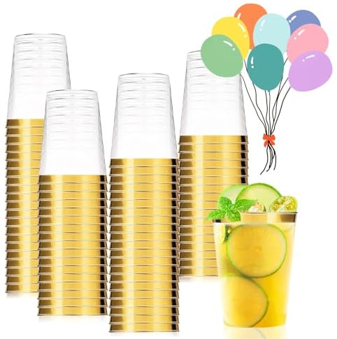 50 Bicchieri Di Plastica Con Rivestimento lucido metallizzato 280 ml