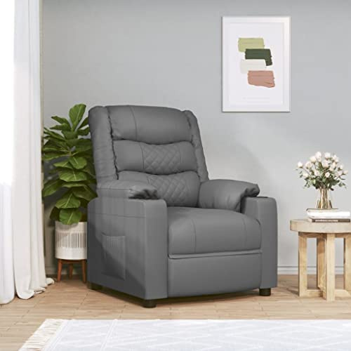 Tonture Relaxsessel Grau Kunstleder, manuell verstellbar, bequemer TV-Sessel für Wohnzimmer, Schlafzimmer und Lesezimmer, langlebiges Design für Erwachsene