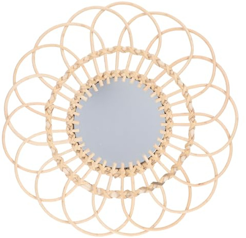 Housoutil Miroir Mural en Rotin Tissé Rond 40 CM Miroir Décoratif pour Salon et Chambre Écologique et Résistant Accessoire Décoration Intérieur Naturelle