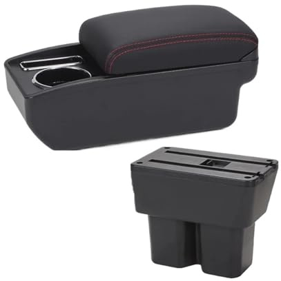 Auto Armlehne Für Jimny JB74 2019-2024 Armlehnenbox Mit Ablagefach Und Getränkehalter Nachrüst Innenausstattung(C2 Black line NO USB)