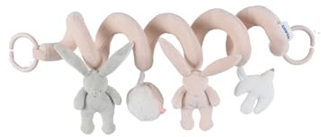 NOUKIE’S - Spirale d’Activité pour Bébé - Rose - Lapin Rosie - Doux avec Animaux en Peluche - À accrocher sur Poussette, Siège-Auto ou Lit - Développe Les Sens - Cadeau Naissance