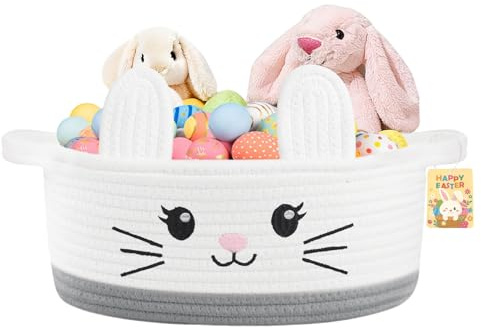PinkSheep gewebter Korb für Kinder, Ostereier/Süßigkeiten Korb mit Griff, Niedliche Tier Lagerkörbe für Jungen Mädchen