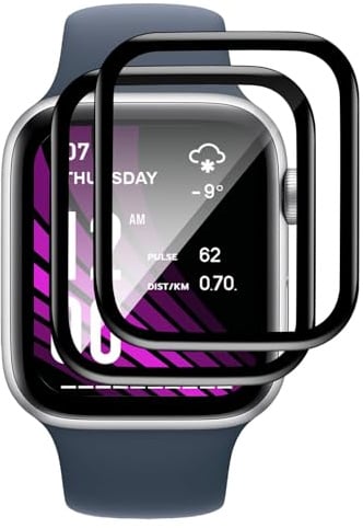 Carantee 2 Pièces Verre trempé pour Apple Watch se/6/5/4 40mm, 9H Ultra-Résistant 0,33mm Vitre Protection, Toucher Sensible, Anti-Empreintes, HD Sans Bulles Protection écran, 3D Protection Écran