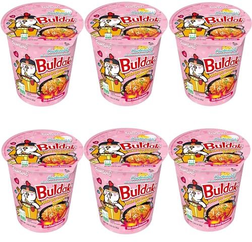 Samyang Buldak Hot Chicken Carbonara Cup Noodles 70g x 6 – Korean Spicy Creamy Ramen Cups | Instant Carbonara Fire Noodles Multipack | Perfect for On-the-Go Meals