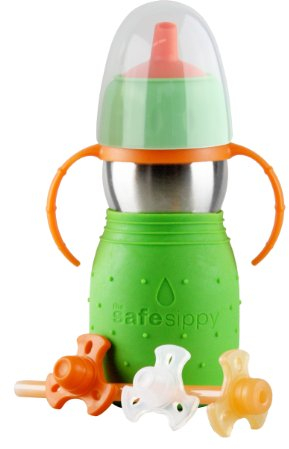 Kid Basix Gourde - Sippy 2 en Inox avec Silicone - Vert - 330 ml