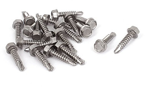 sourcing map 20pcs Vis Autotaraudeuse à Tête Hexagonale à bride Vis Autoperceuse 8 mm de diamètre M4.2 X 19 MM