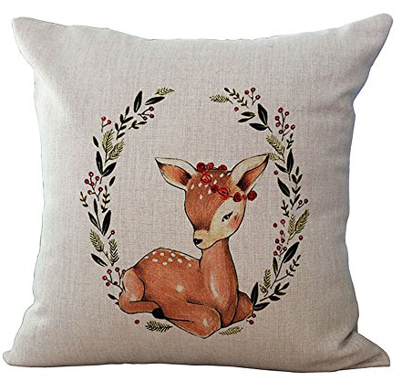 Hengjiang Kissenbezug mit Hirsch-Motiv, weicher, dekorativer Sofakissen-Überzug 02