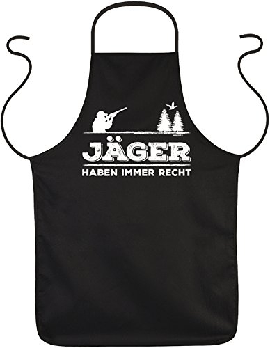 Tini - Shirts Jäger Sprüche-Schürze - Jagdsport Motiv Kochschürze : Jäger haben immer Recht - Bekleidung Jäger Grillschürze