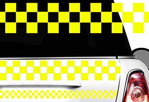 HR-WERBEDESIGN Aufkleber Karomuster Race Turbo Flag Seitenaufkleber Karo Sticker Taxi Dekor x3x