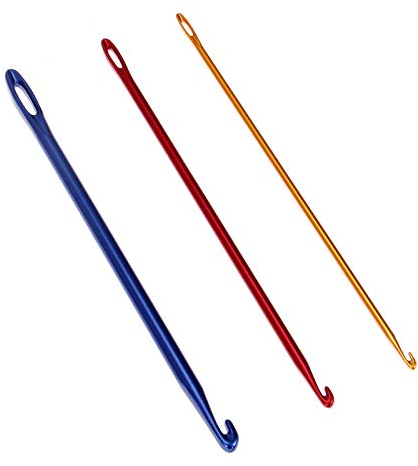 Hicello 3 Stück 2.75 mm 4.0 mm 6.0 mm Aluminium Häkennadel mit Öse Sträkelnadel Zum Stricken Und Häkeln