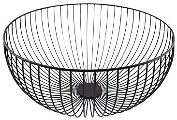 Point-Virgule Cesta de fruta de metal, fruteros de cocina modernos, negra, ø 30cm A13cm