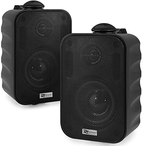 Power Dynamics BGO30, Outdoor Lautsprecher Wetterfest, IP56 Wand Lautsprecher Boxen, Set - 60 Watt - 2 Wege In- und Outdoor Wandlautsprecher mit Wandhalterung, Festmontage Wand und Decke - Schwarz