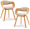 Mingone 2er Set Esszimmerstühle Holz Küchenstühle Designer Stühle mit Leinen Sessel Gepolsterte mit Armlehnen für Wohnzimmer,Beige