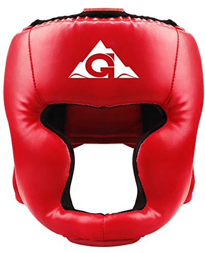 GROOFOO Boxhelm aus Kunstleder für Kinder und Erwachsene, Boxhelm für Training, Kickboxen, MMA, Muay Thai, Sparring, Kampfsport, Karate, Taekwondo, S