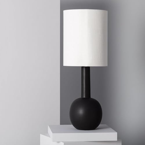 LEDKIA LIGHTING - Lampe à Poser Porcelaine Guldan | Pour Ampoule E27 220-240V | Design Moderne et Élégant | Utilisation Polyvalente | Dimensions 760 mm x Ø280 mm, Noir, Porcelaine, Tissu