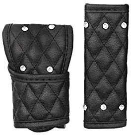 ihreesy Bling Bling Diamant Auto Handbremse Abdeckung,Universal PU Leder Schaltknauf Abdeckung Strass Kristall Schalthebel Schutz Schaltsack Bezug Innendekor Zubehör für Auto SUV LKW