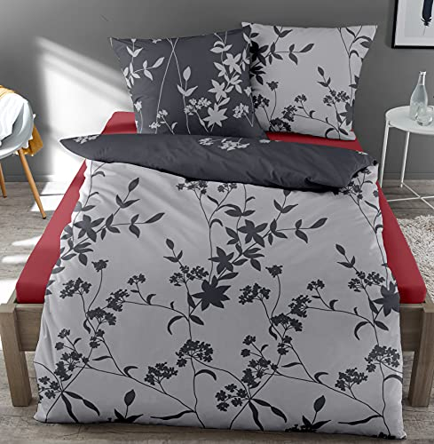 *** Dormisette Mako-Satin Wende- Bettwäsche 135x200 80x80 mit Reißverschluss (Silber Zinn) ***