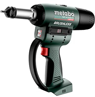 metabo Akku-Nietmutternpistole NMP 18 LTX BL M10-18 V, max. M10 Alu, M8 Stahl, M6 Edelstahl, 15 kN Setzkraft - Brushless Motor, schnelles Wechseln der Dorn, Auto-Reverse Funktion - Inkl. metaBOX