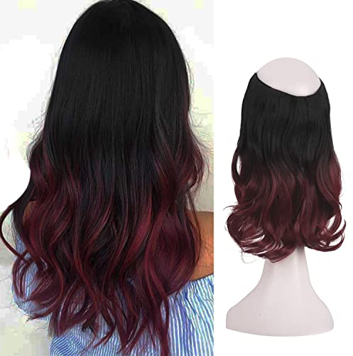 FESHFEN Secrets Hair Extensions, Lange Gewellt Haarverlängerungen Invisible Secret Extensions Synthetik Haare Unsichtbarem Extension 1 Tresse Haarteile für Damen 35 cm