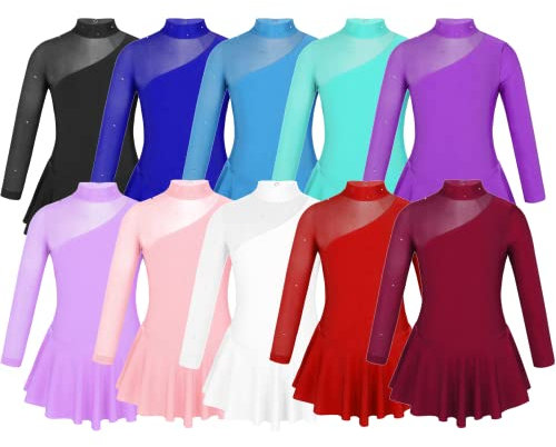 Tanz Kleid Ballettkleid Tanzkleid Garde Eiskunstlaufen Einteiler mit Body, Minzgrün, 110-116