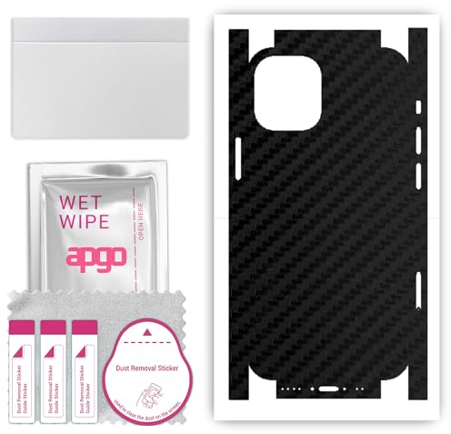 apgo Rückseite + Seiten Schutzfolie, Skin, kompatibel mit Apple iPhone 12 mini, Hinten Displayschutzfolie aus Vinylfolie, Kratzfest, einfache Montage - Schwarzer Kohlenstoff